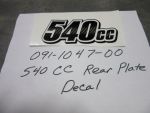 091-1047-00 - 540cc Rear Plate Decal