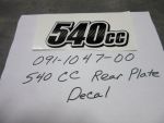 091-1047-00 - 540cc Rear Plate Decal | Free Shipping Over $100