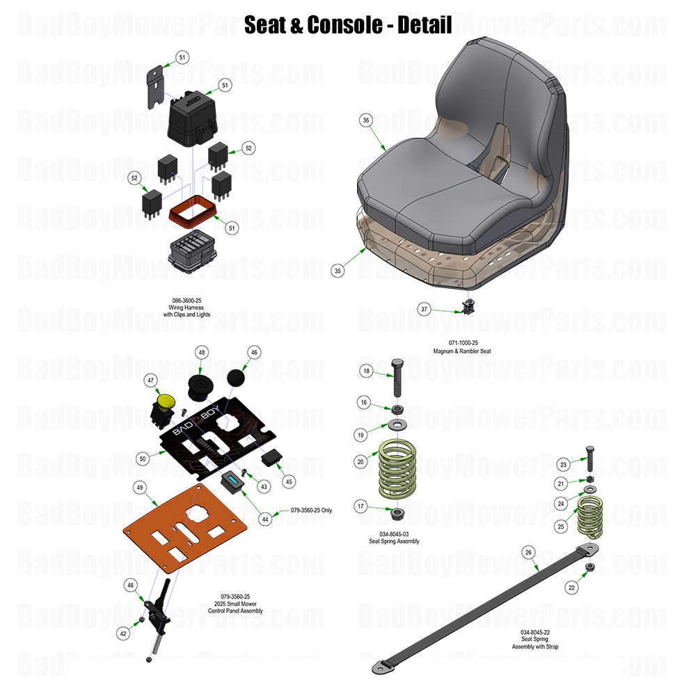 2026 MZ Magnum Seat and Console Detail Part Diagram