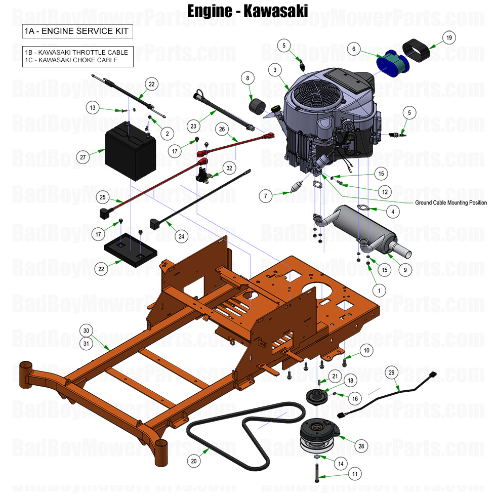 2026 MZ Rambler Engine Kawasaki Part Diagram