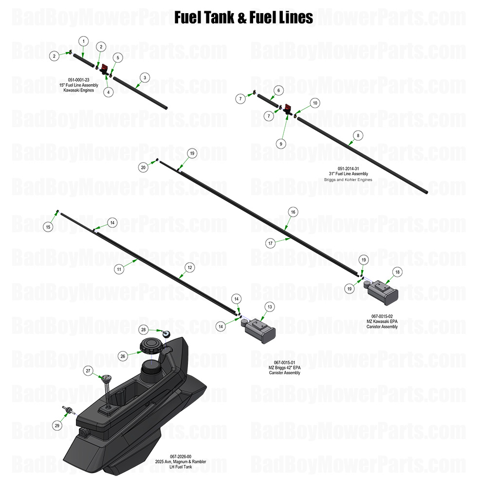 2026 MZ Rambler Fuel Tank and Fuel Lines Part Diagram