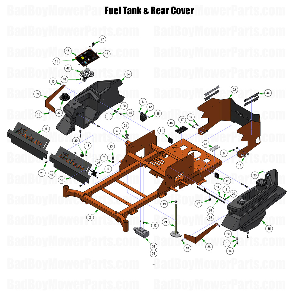 2026 MZ Rambler Fuel Tank and Rear Cover Part Diagram