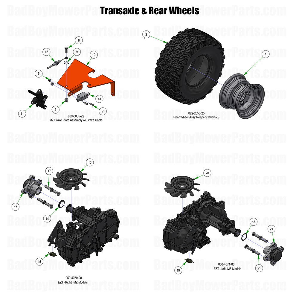 2026 MZ Rambler Transaxle and Rear Wheels Part Diagram