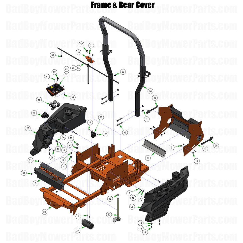 2026 Maverick HD Frame and Rear Cover Part Diagram