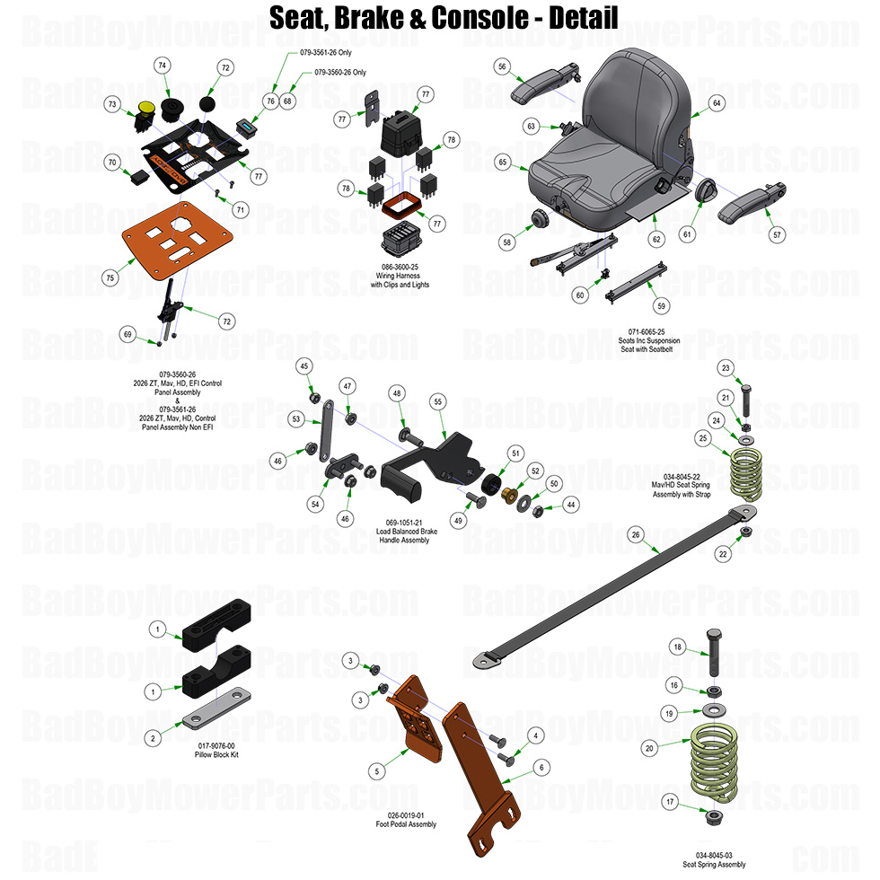 2026 Maverick HD Seat Brake Console Detail Part Diagram