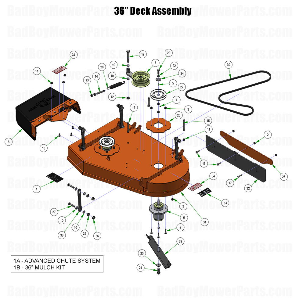 2026 Raider 36 Inch Deck Assembly Part Diagram