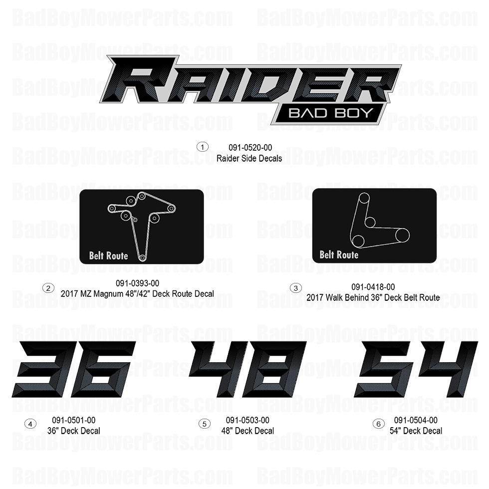 2026 Raider Decals Part Diagram
