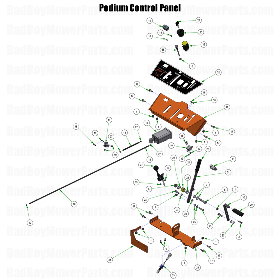 2026 Raider Podium Control Panel Part Diagram