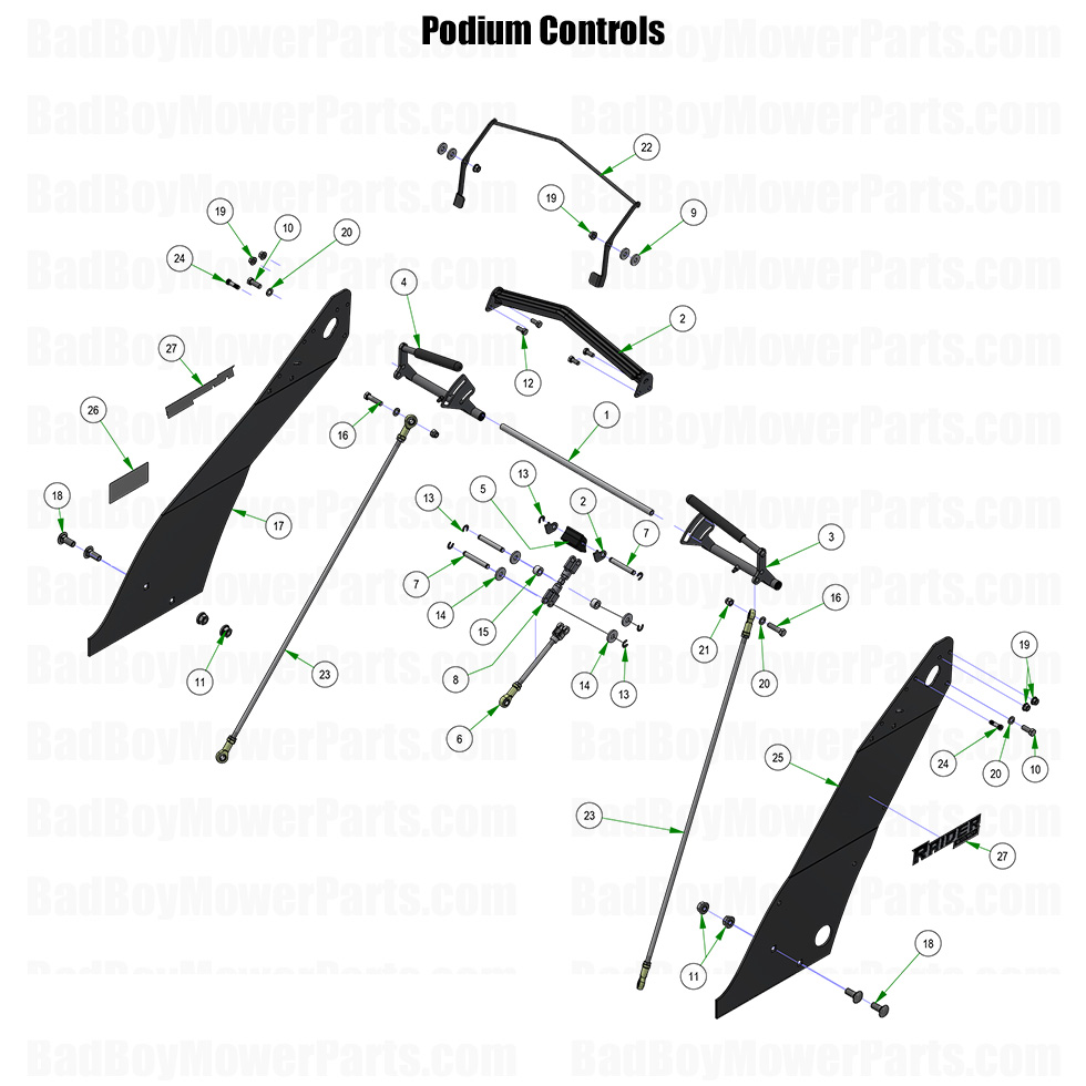 2026 Raider Podium Controls Part Diagram
