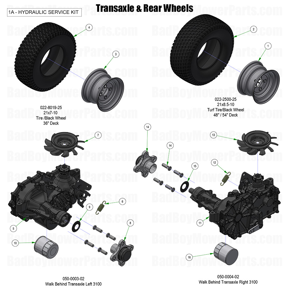 2026 Raider Transaxle and Rear Wheels Part Diagram
