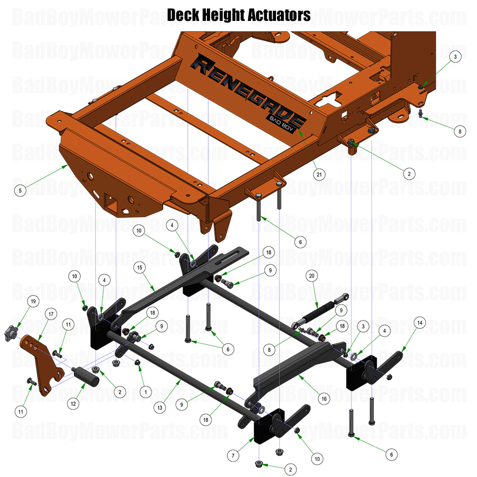 2026 Renegade Diesel Deck Height Actuators Part Diagram