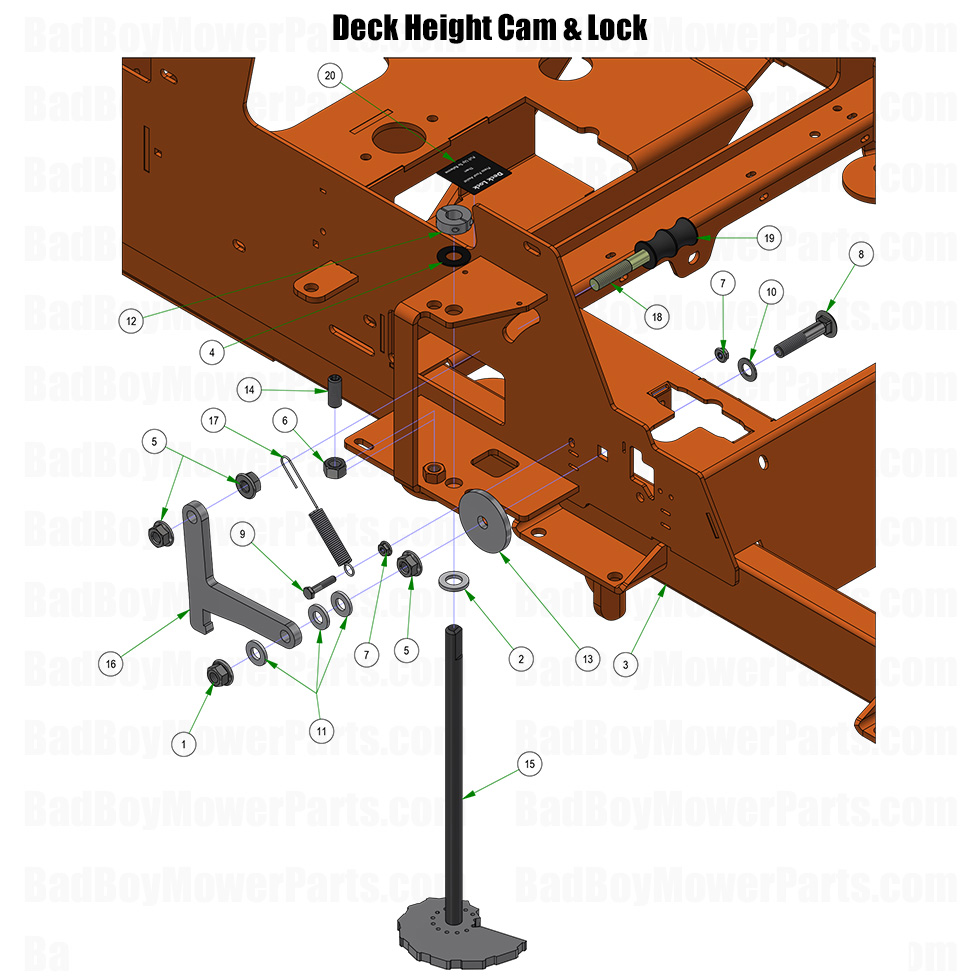 2026 Renegade Diesel Deck Height Cam and Lock Part Diagram