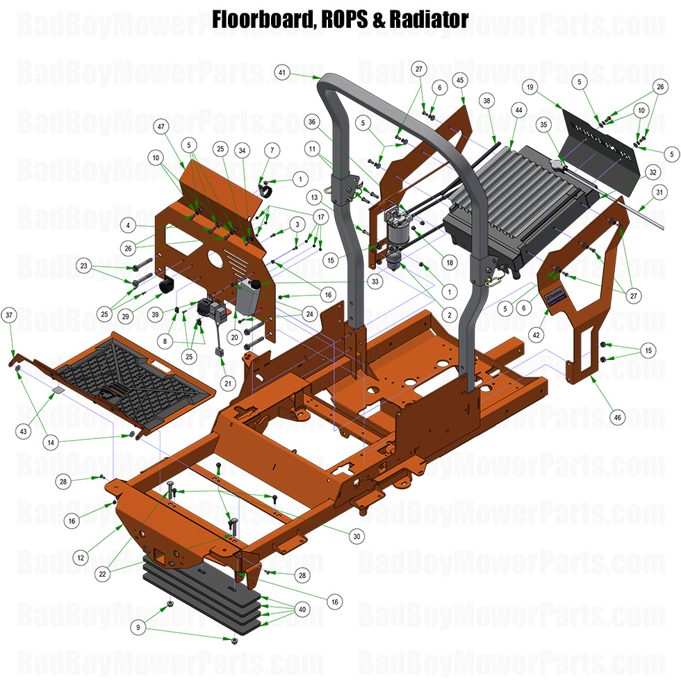 2026 Renegade Diesel Floorboard ROPS and Radiator Part Diagram