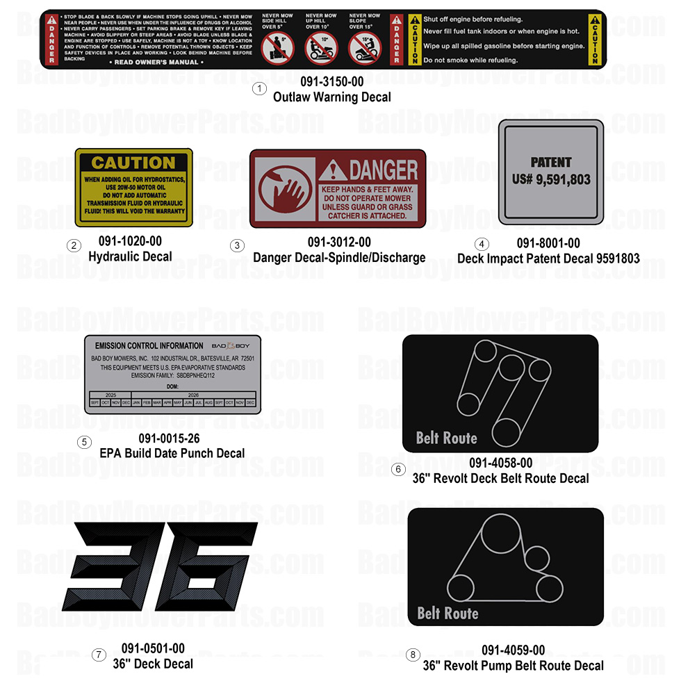 2026 Revolt 36 Decals Part Diagram