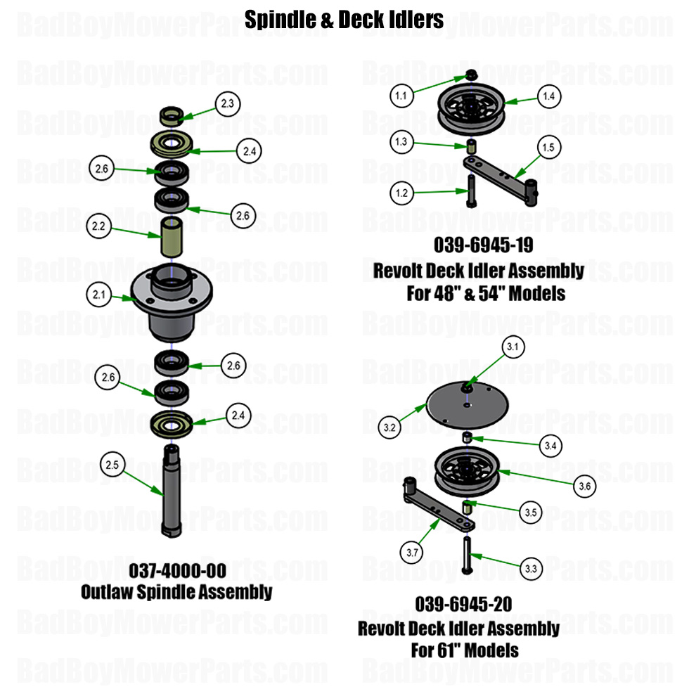2026 Revolt 48-61 Spindle and Deck Idlers Part Diagram