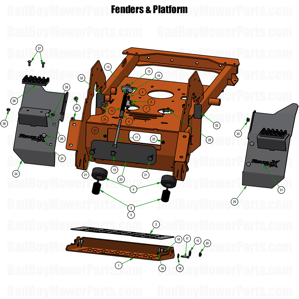 2026 Revolt X Fenders and Platform Part Diagram