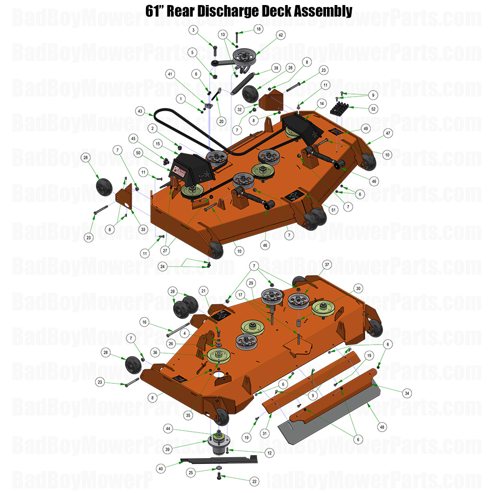 2026 Rogue 61 Inch Rear Discharge Deck Assembly Part Diagram