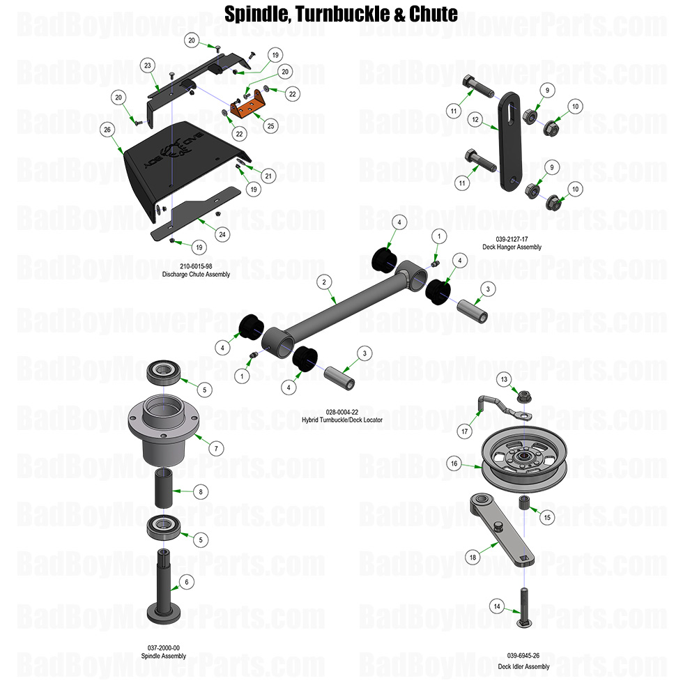 2026 ZT Avenger Spindle, Turnbuckle, and Chute Part Diagram