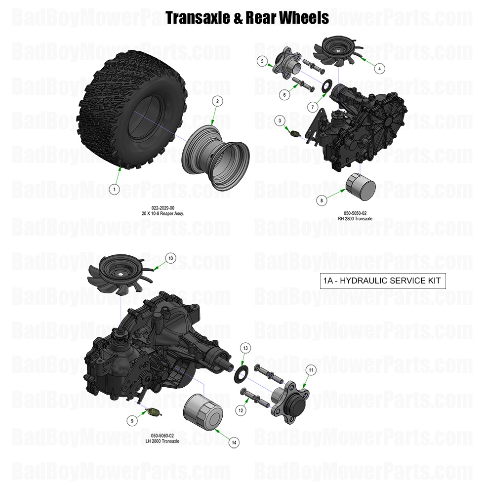 2026 ZT Avenger Transaxle and Rear Wheels Part Diagram