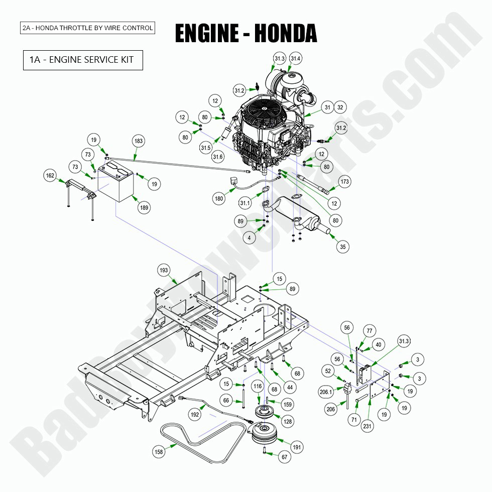 2789 - Bad Boy Mower Parts Lookup > 2022 > Maverick HD > Engine - Honda GXV700 EFI