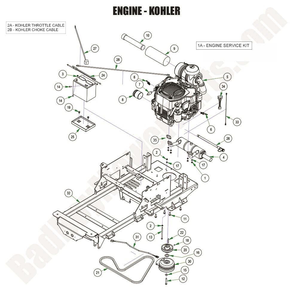 3368 - Bad Boy Mower Parts Lookup > 2024 > Maverick HD > Engine - Kohler ECV749 EFI