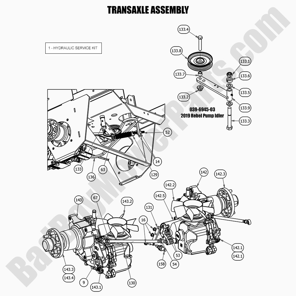 2599 - Bad Boy Mower Parts Lookup > 2021 > Rebel > Transaxle Assembly